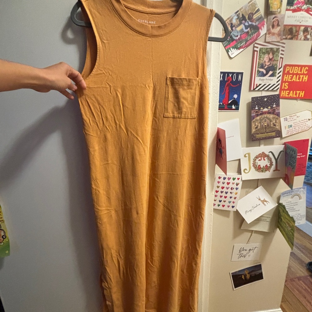 Everlane Gold Sheath Midi Dress Sleeveless Casual